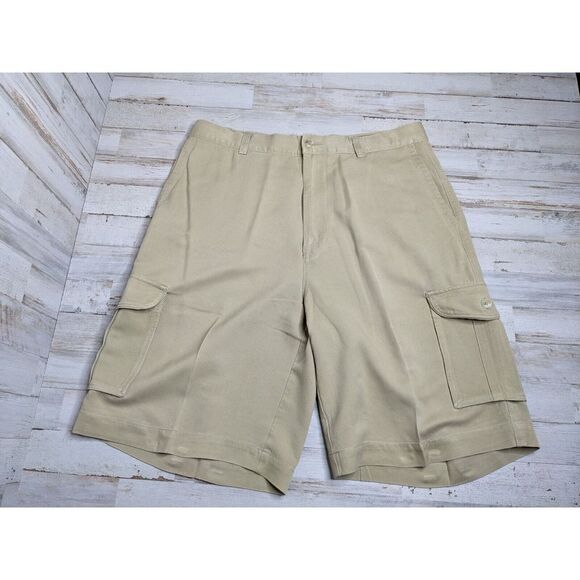 Tommy Bahama Shorts Mens‎ 34 (32X10) Khaki Tan Cargo 100% Silk Beach Casual - Picture 1 of 12